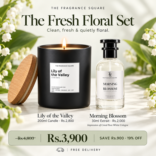 The Fresh Floral Set - Lily of the Valley Candle + Morning Blossom
