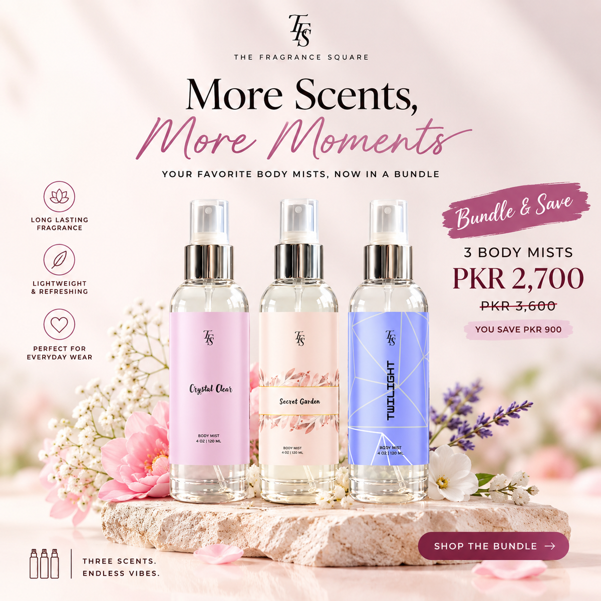 Body Mist Bundle | Crystal Clear, Secret Garden & Twilight | 3 x 120ml